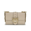 Sac bandoulière Bos Taurus en cuir de veau beige Pinko