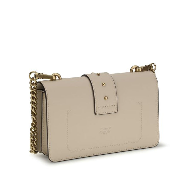 Sac bandoulière Bos Taurus en cuir de veau beige Pinko