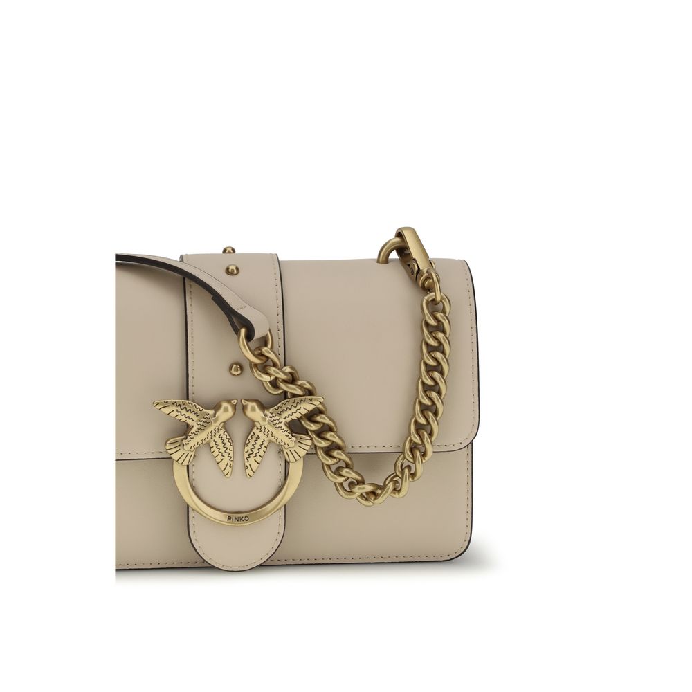 Sac bandoulière Bos Taurus en cuir de veau beige Pinko