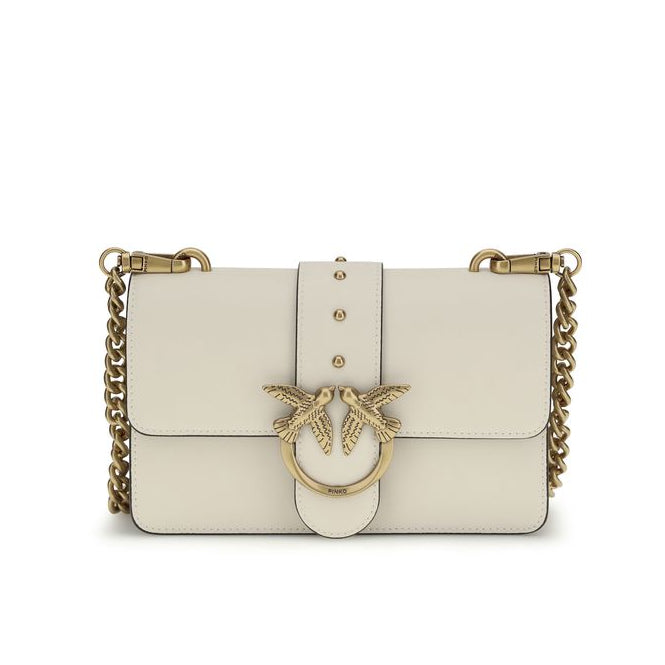 Sac bandoulière Bos Taurus en cuir de veau beige Pinko