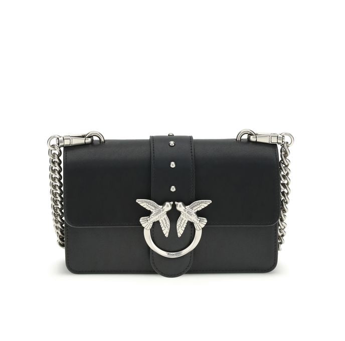 Bolso de hombro Pinko Bos Taurus de piel de ternera negra