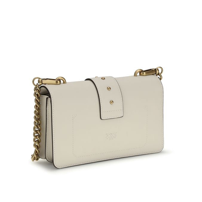 Sac bandoulière Bos Taurus en cuir de veau beige Pinko