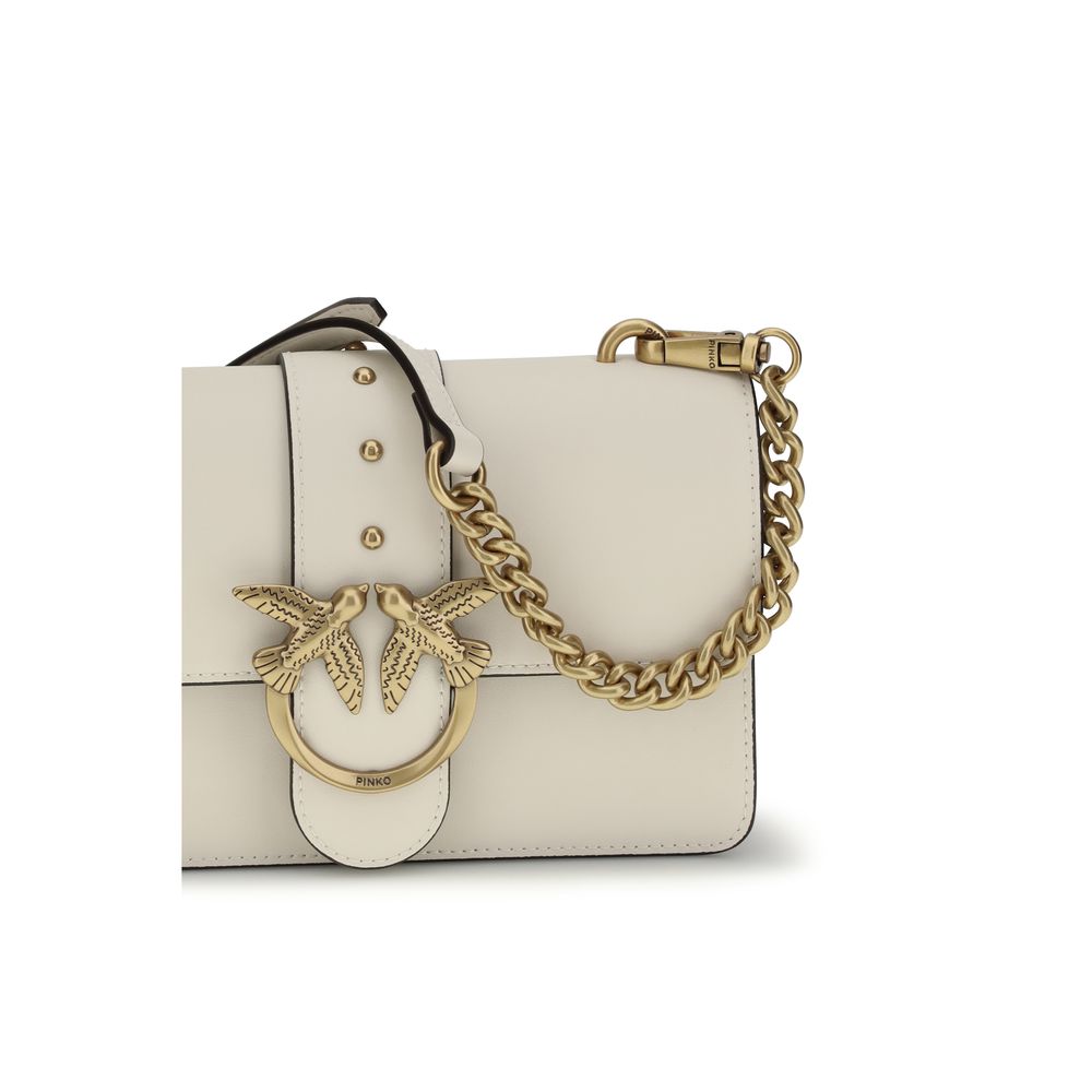 Sac bandoulière Bos Taurus en cuir de veau beige Pinko