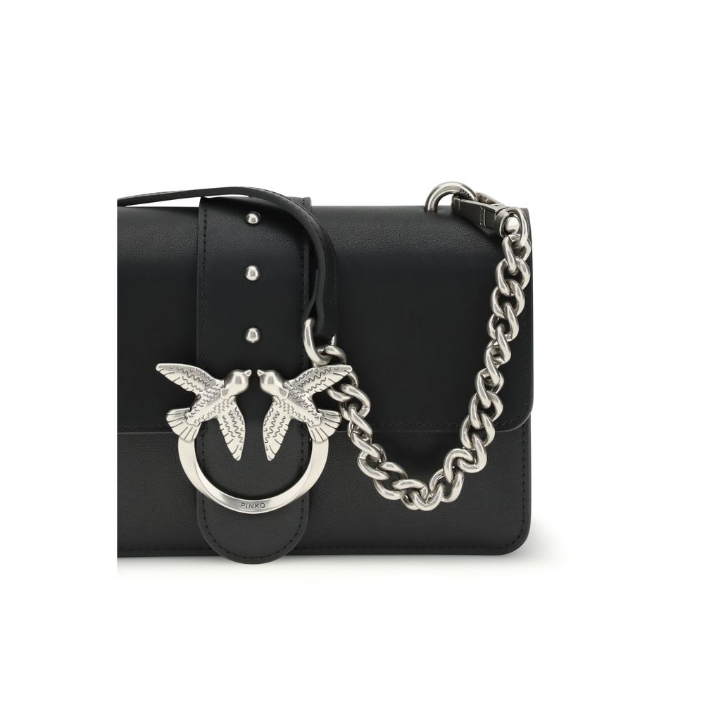 Bolso de hombro Pinko Bos Taurus de piel de ternera negra