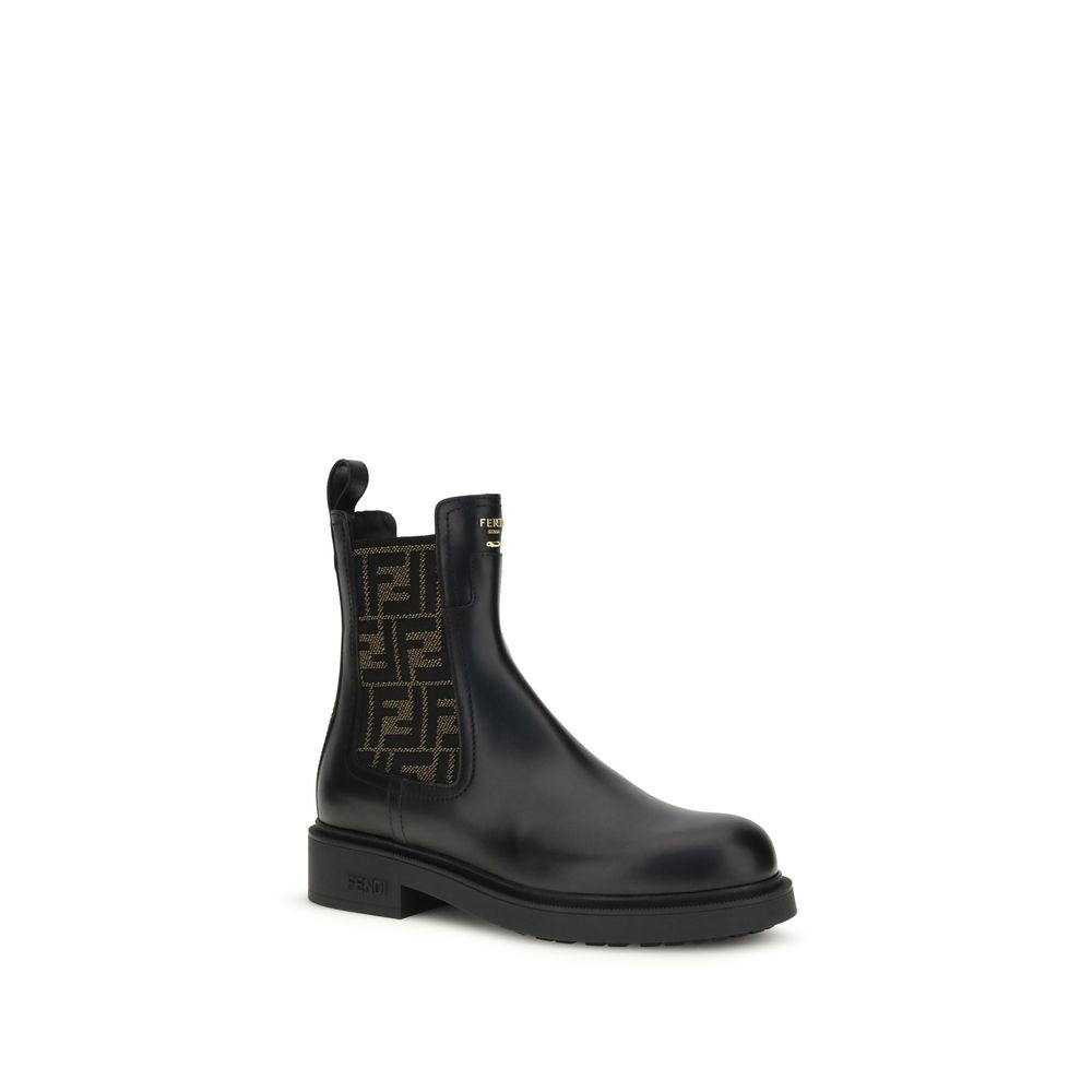 Bottines Bos Taurus en cuir de veau noir Fendi