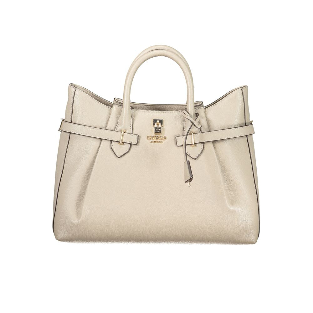 Sac à main en polyuréthane beige Guess