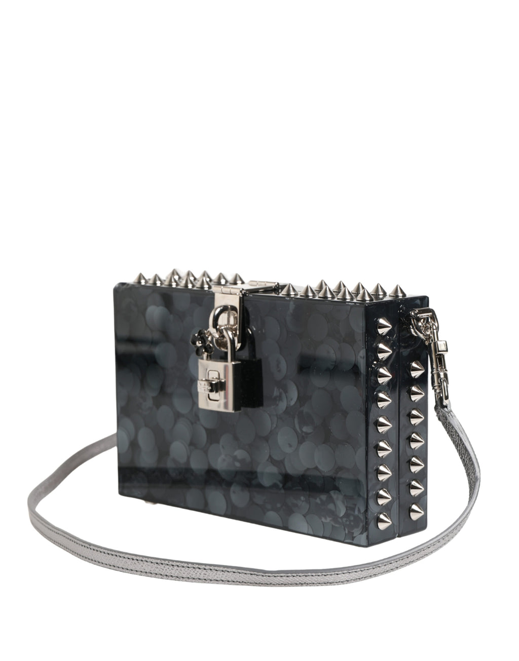 Pochette DOLCE BOX en plexiglas acrylique noir clouté