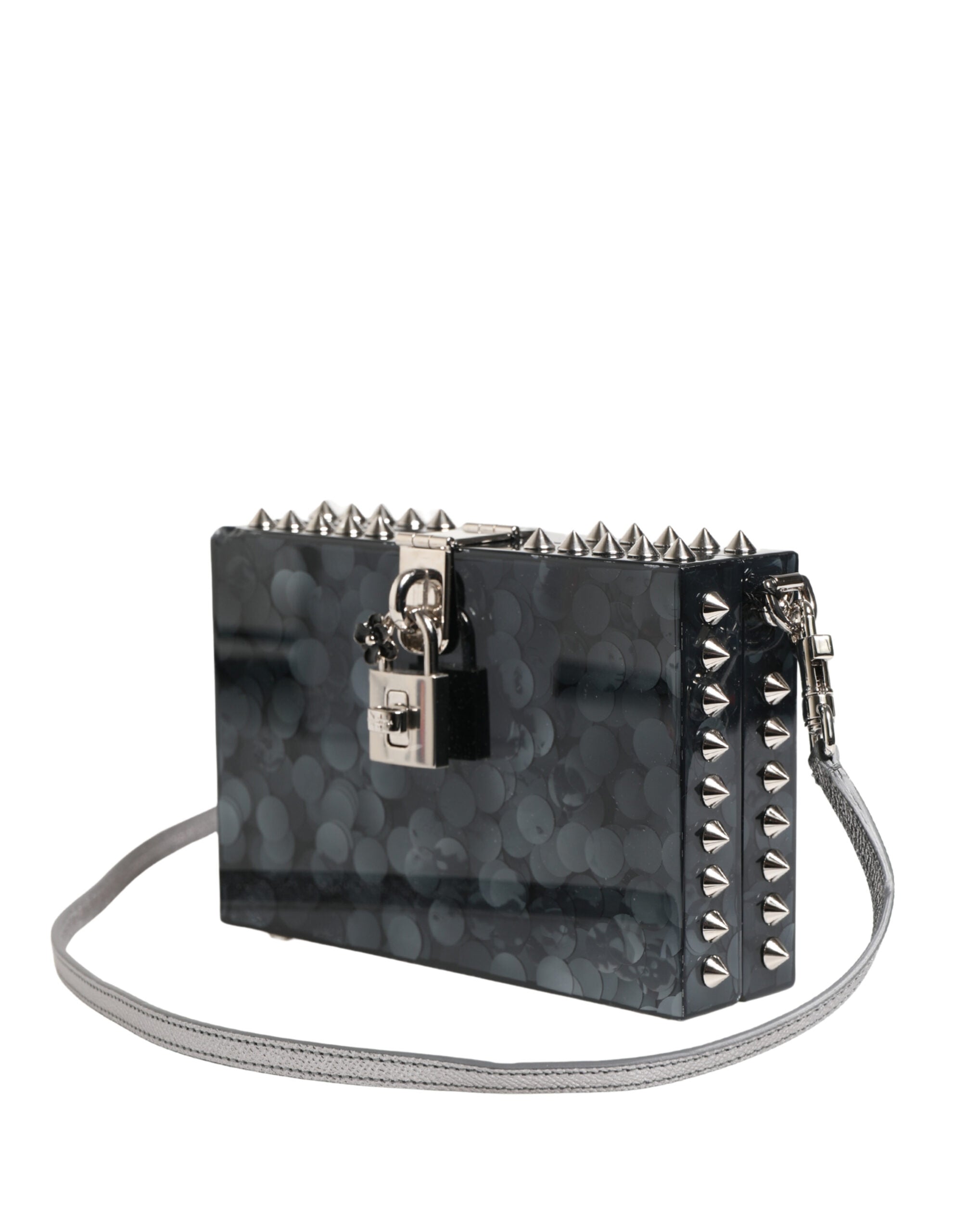 Pochette DOLCE BOX en plexiglas acrylique noir clouté