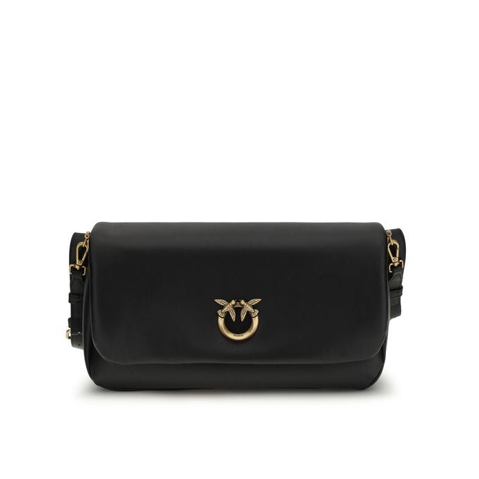Bolso de hombro Pinko Bos Taurus de piel de ternera negra