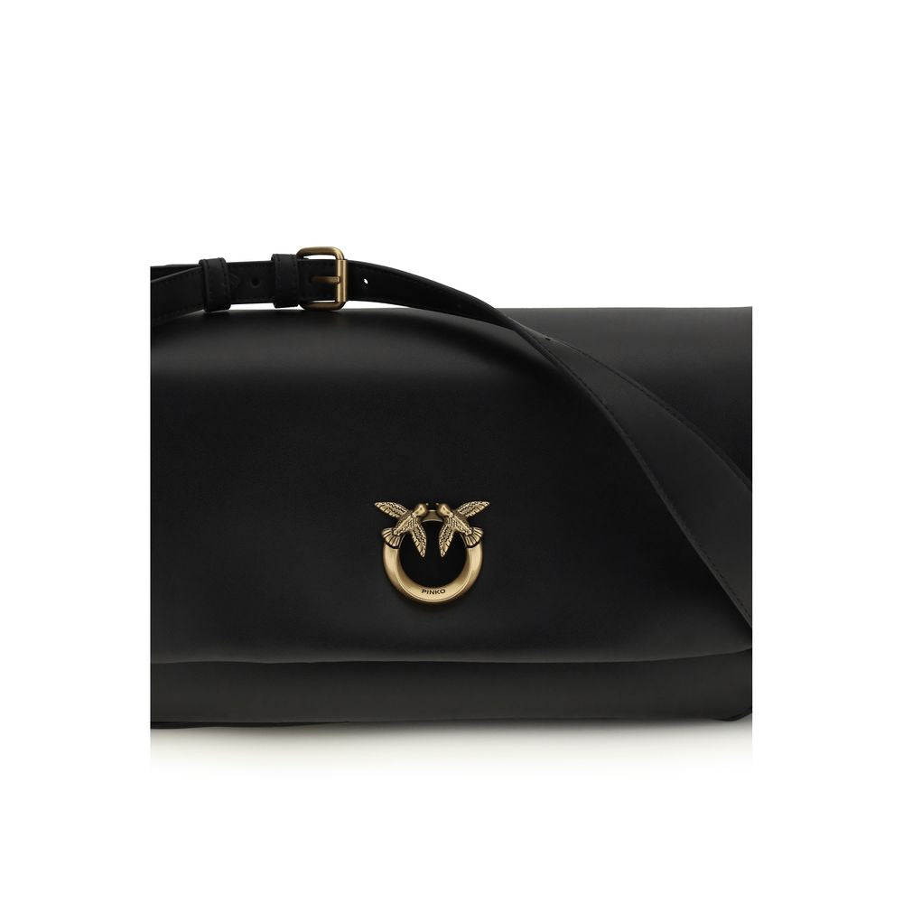 Bolso de hombro Pinko Bos Taurus de piel de ternera negra