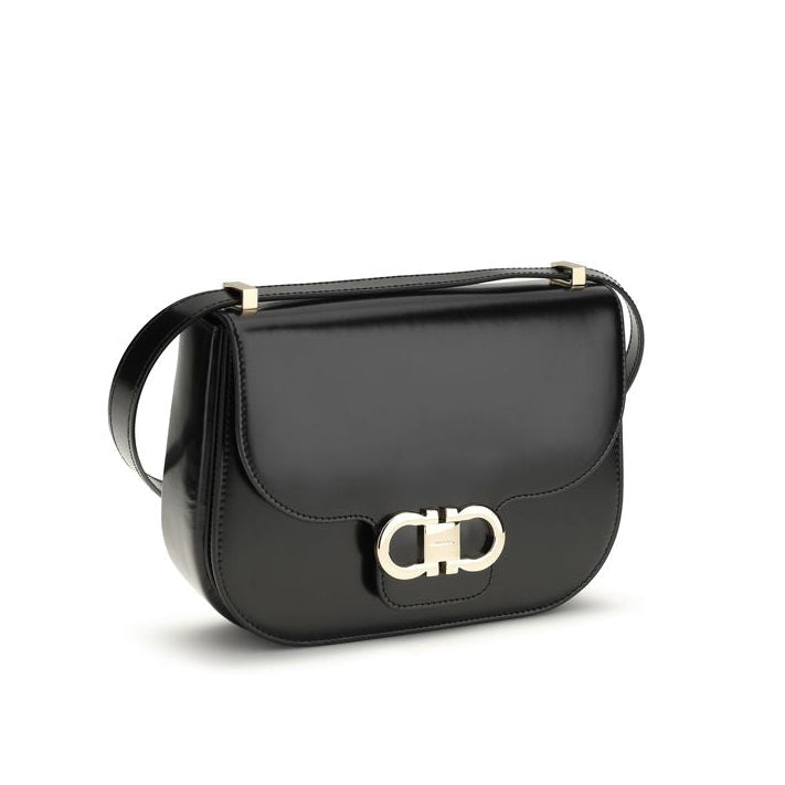 Sac bandoulière Bos Taurus en cuir de veau noir Ferragamo