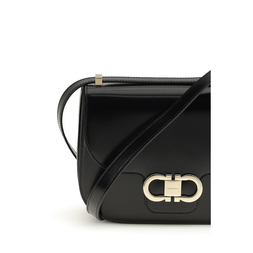 Sac bandoulière Bos Taurus en cuir de veau noir Ferragamo