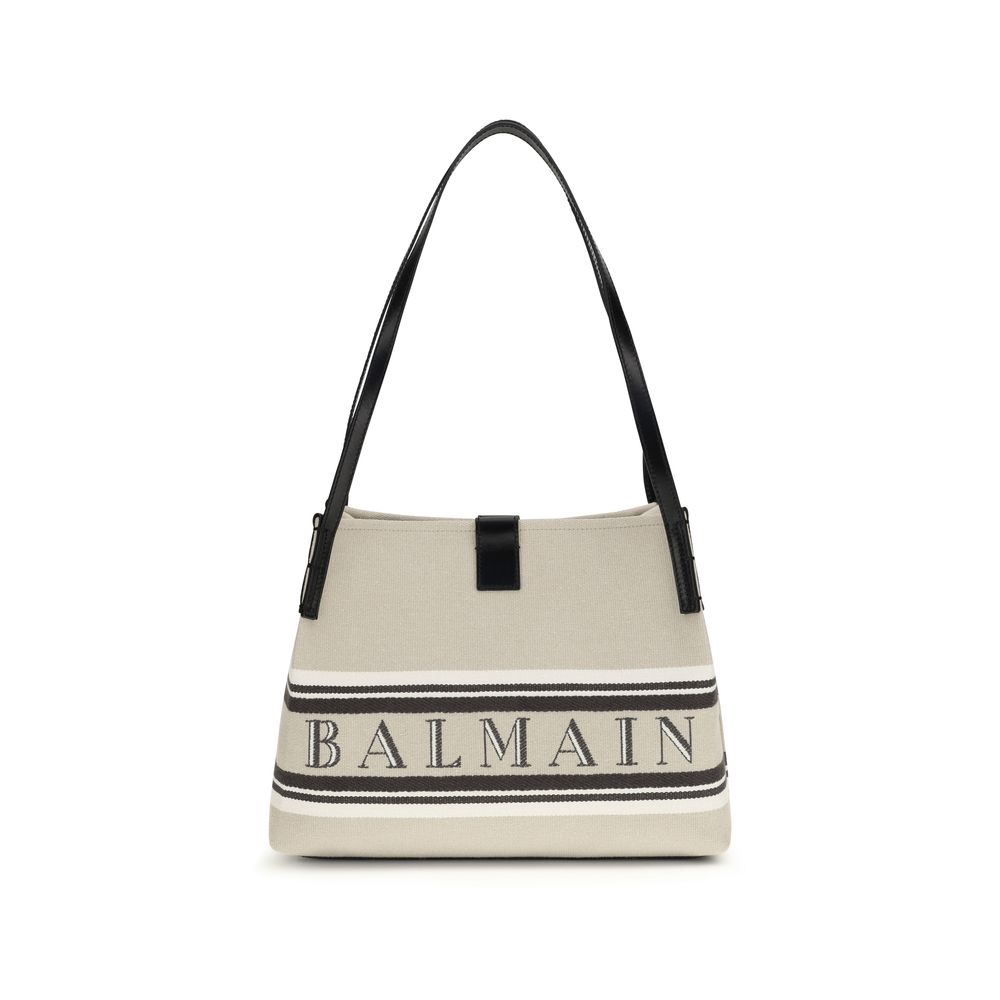 Sac bandoulière en coton beige Balmain