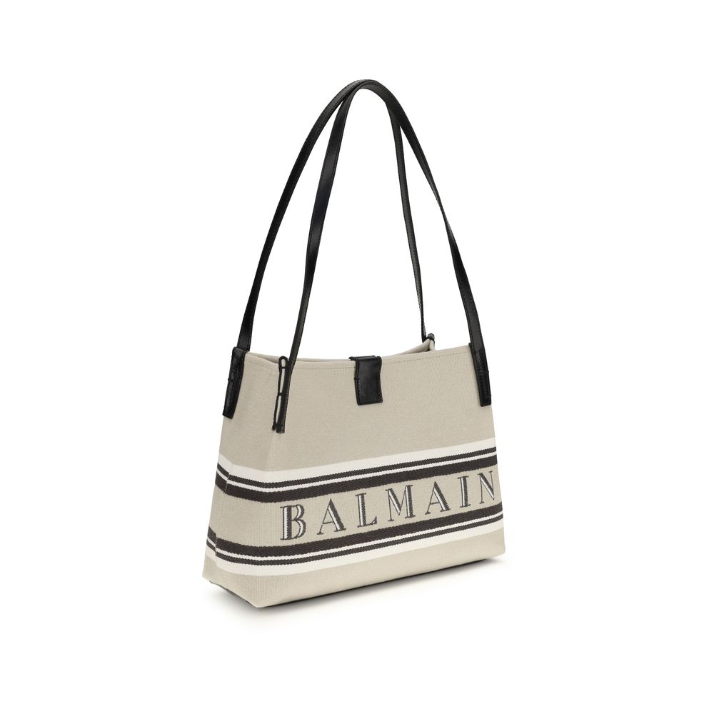 Sac bandoulière en coton beige Balmain