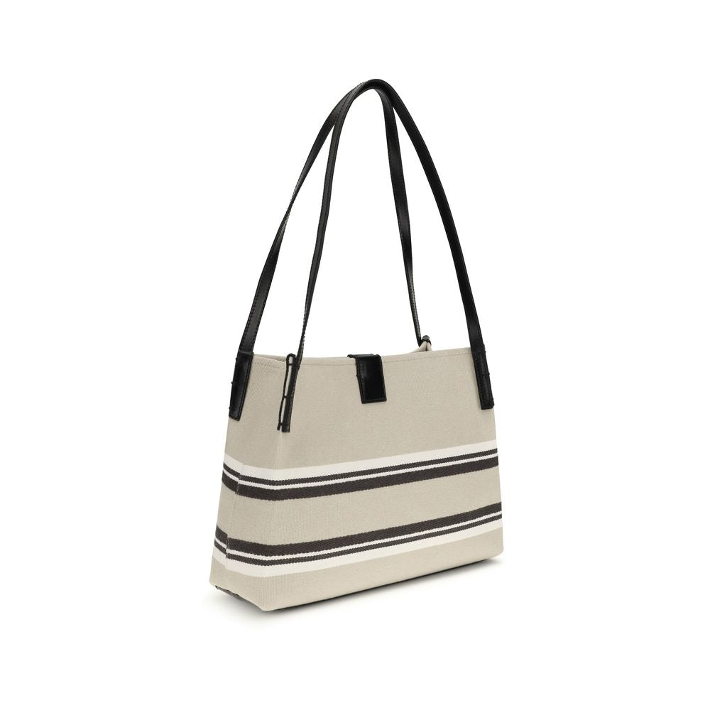Sac bandoulière en coton beige Balmain
