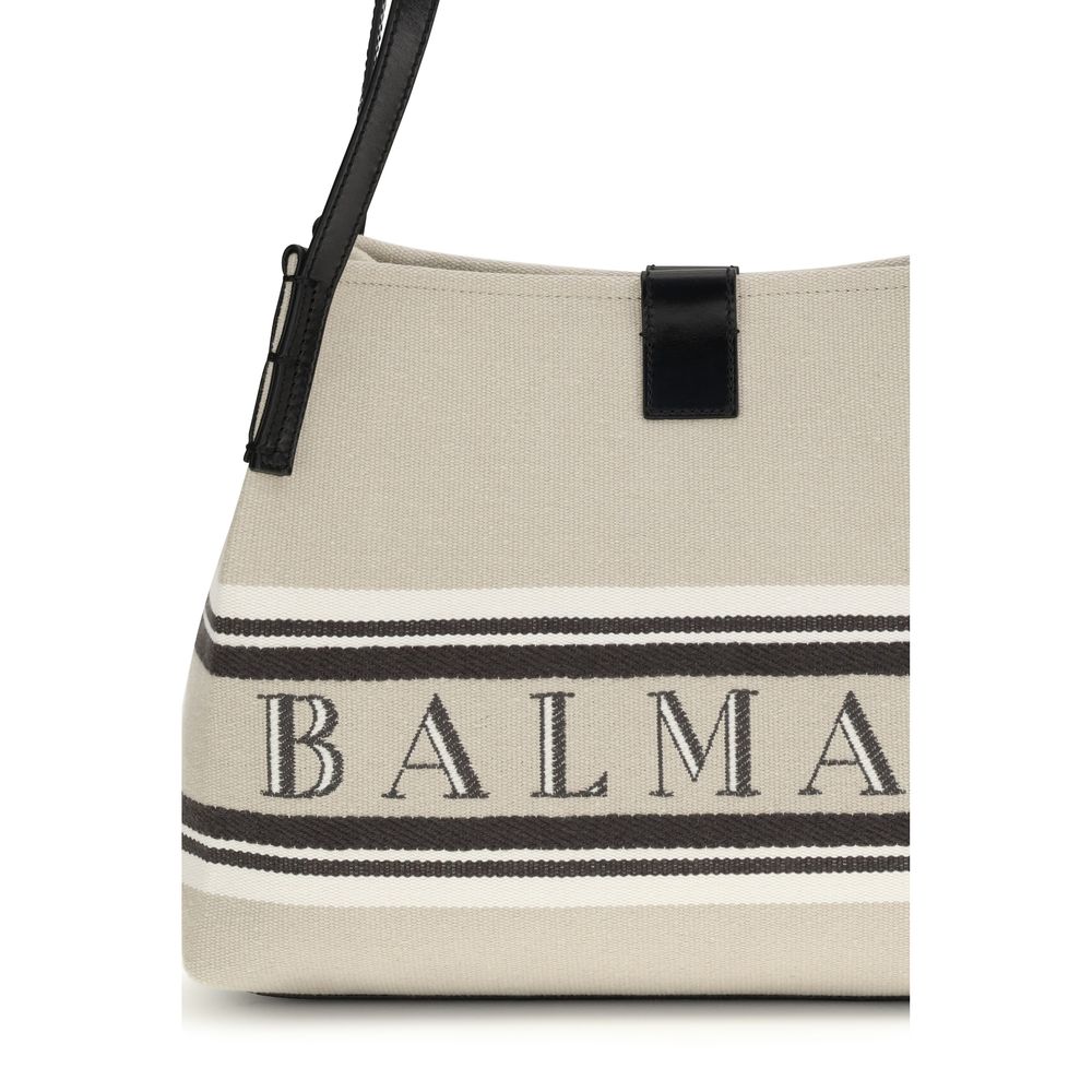 Sac bandoulière en coton beige Balmain