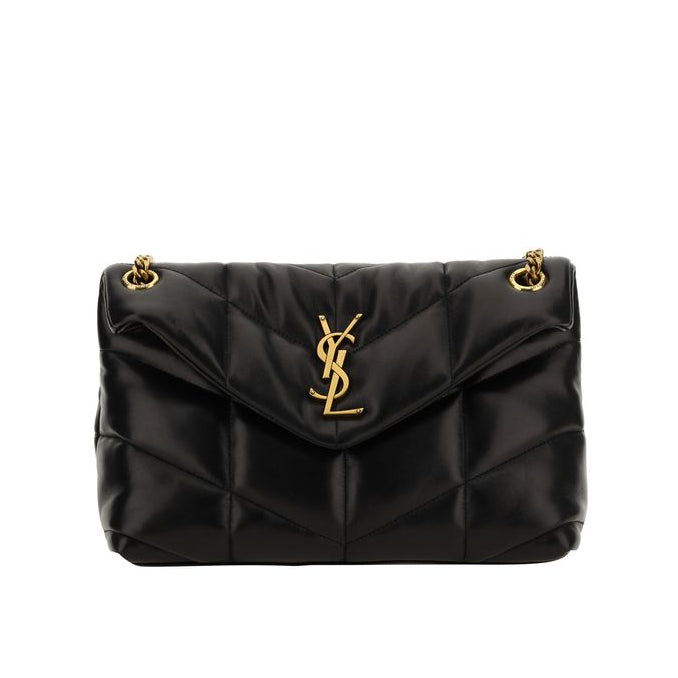 Bolso de hombro de piel de cordero negra Saint Laurent