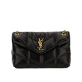 Bolso de hombro de piel de cordero negra Saint Laurent