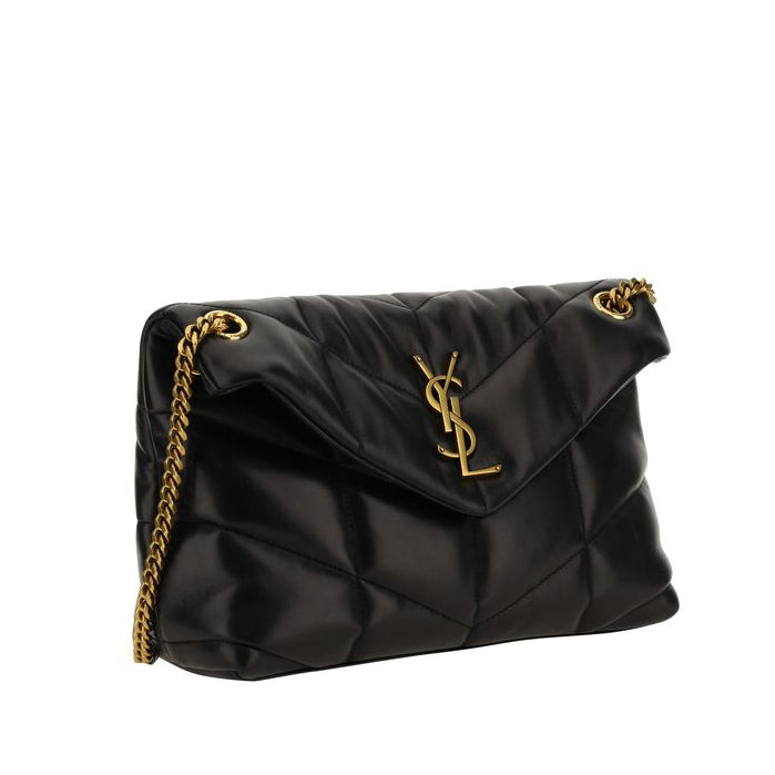 Bolso de hombro de piel de cordero negra Saint Laurent