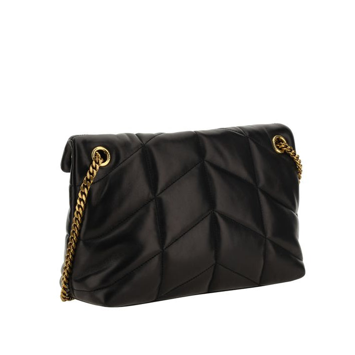 Bolso de hombro de piel de cordero negra Saint Laurent