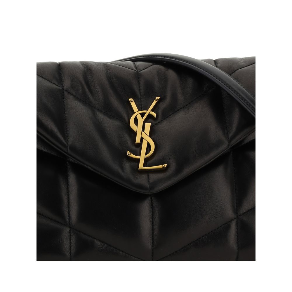 Bolso de hombro de piel de cordero negra Saint Laurent