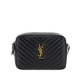 Sac bandoulière Bos Taurus en cuir de veau noir Saint Laurent