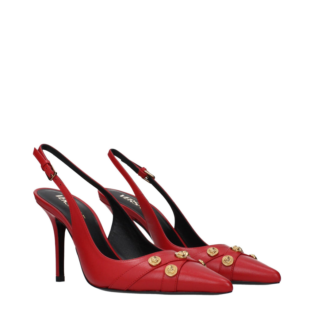 Escarpins à talons hauts en cuir rouge Versace
