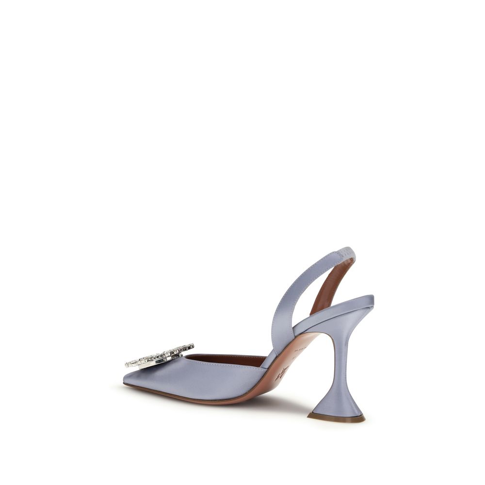 Escarpins à talons hauts en soie violette Amina Muaddi