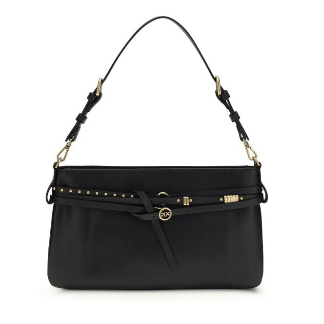 Sac bandoulière Bos Taurus en cuir de veau noir Pinko