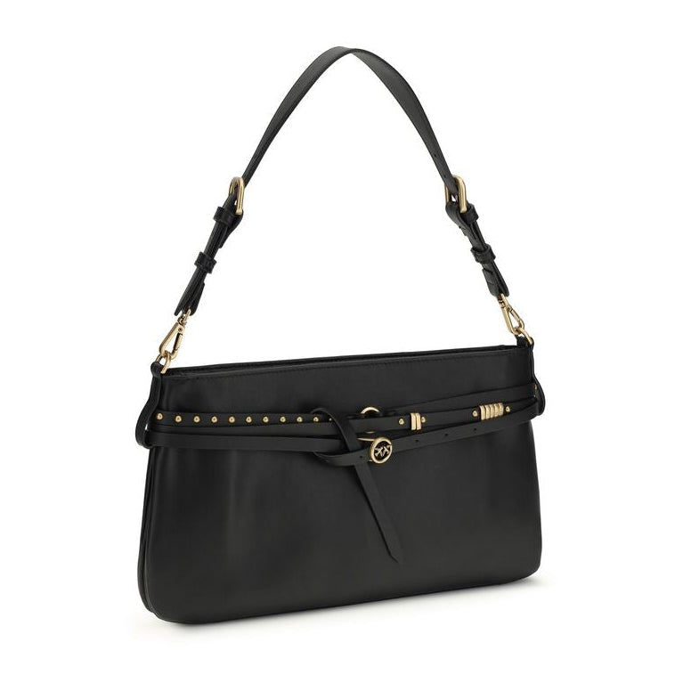 Sac bandoulière Bos Taurus en cuir de veau noir Pinko