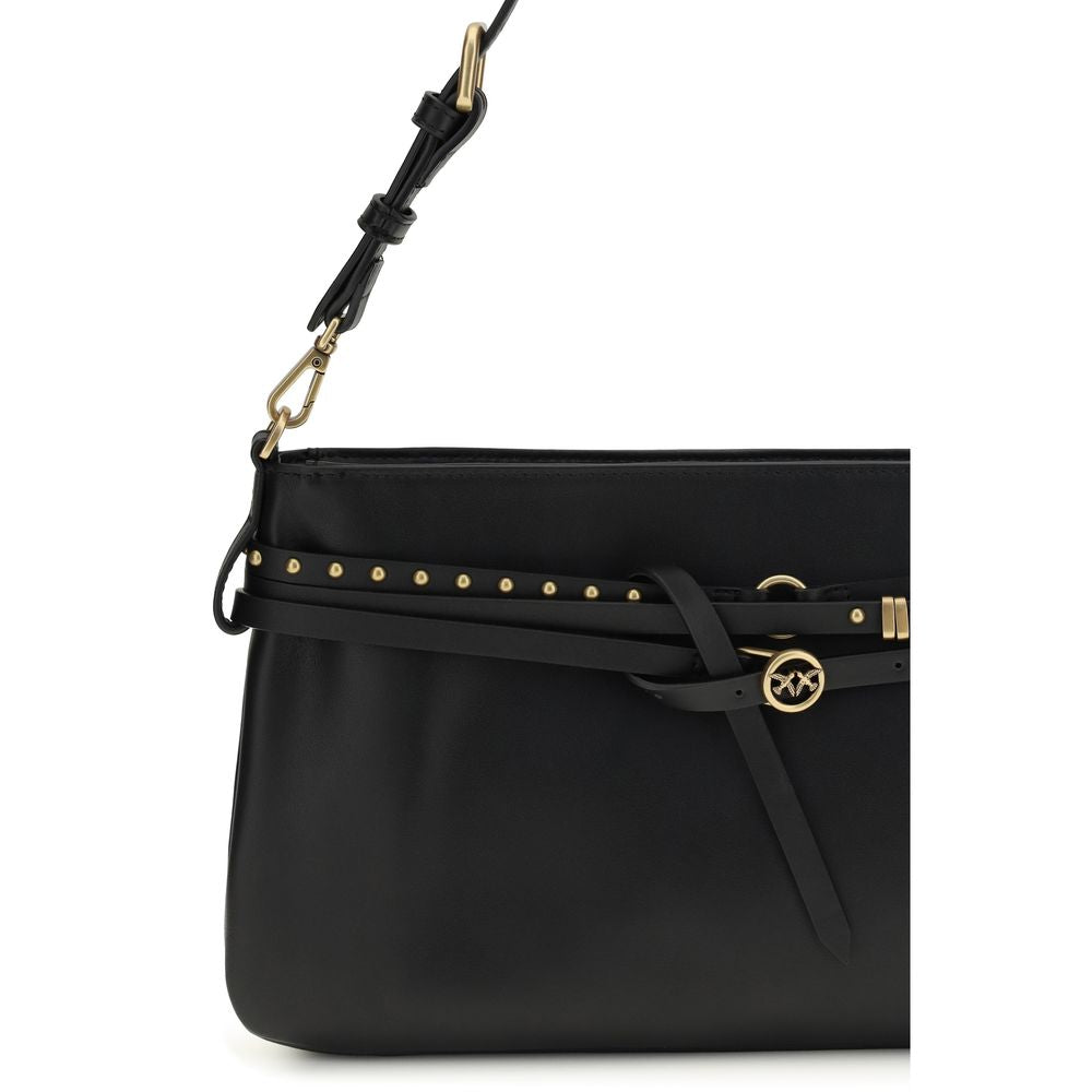 Sac bandoulière Bos Taurus en cuir de veau noir Pinko