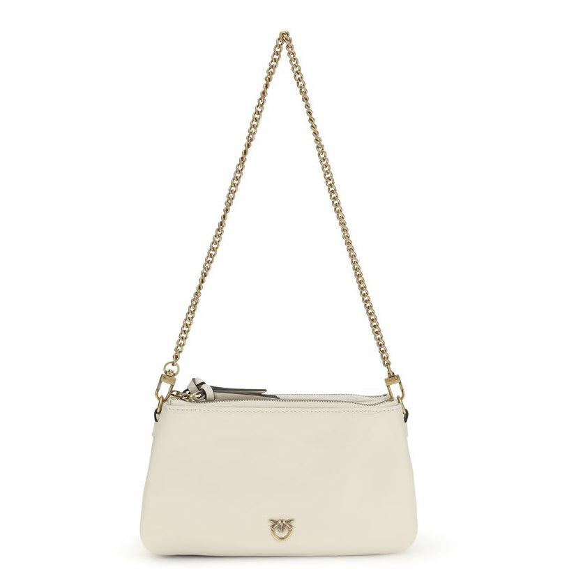Sac bandoulière Bos Taurus en cuir de veau beige Pinko