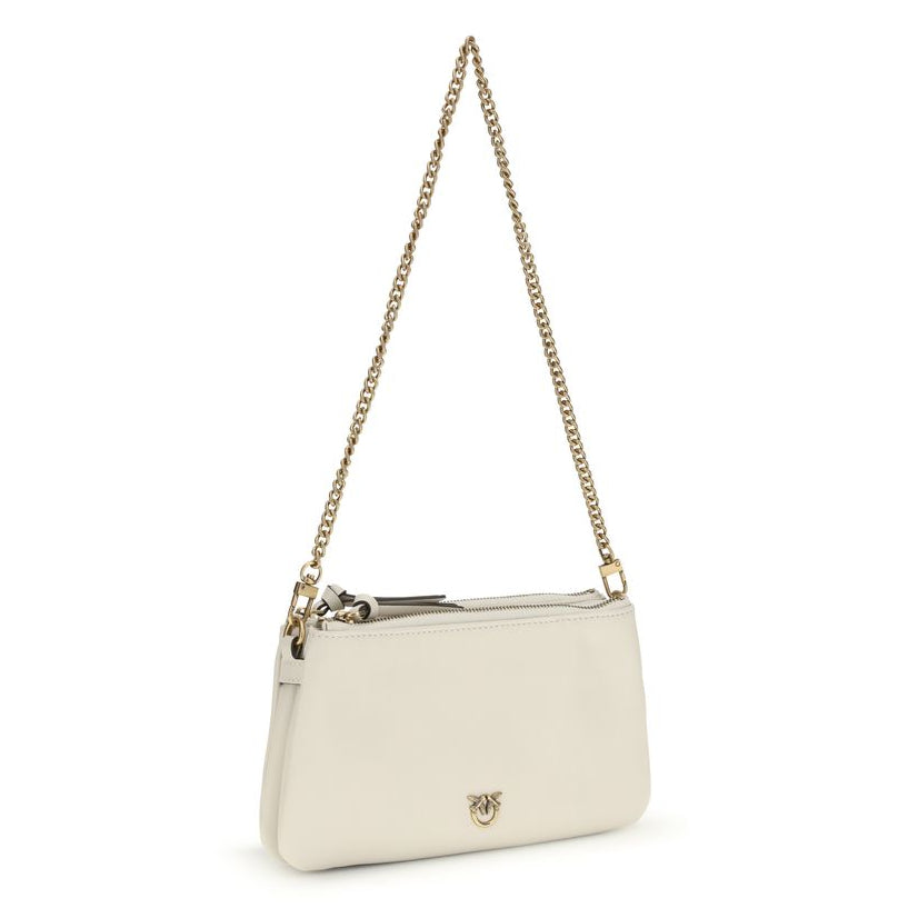 Sac bandoulière Bos Taurus en cuir de veau beige Pinko