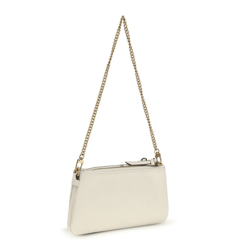 Sac bandoulière Bos Taurus en cuir de veau beige Pinko