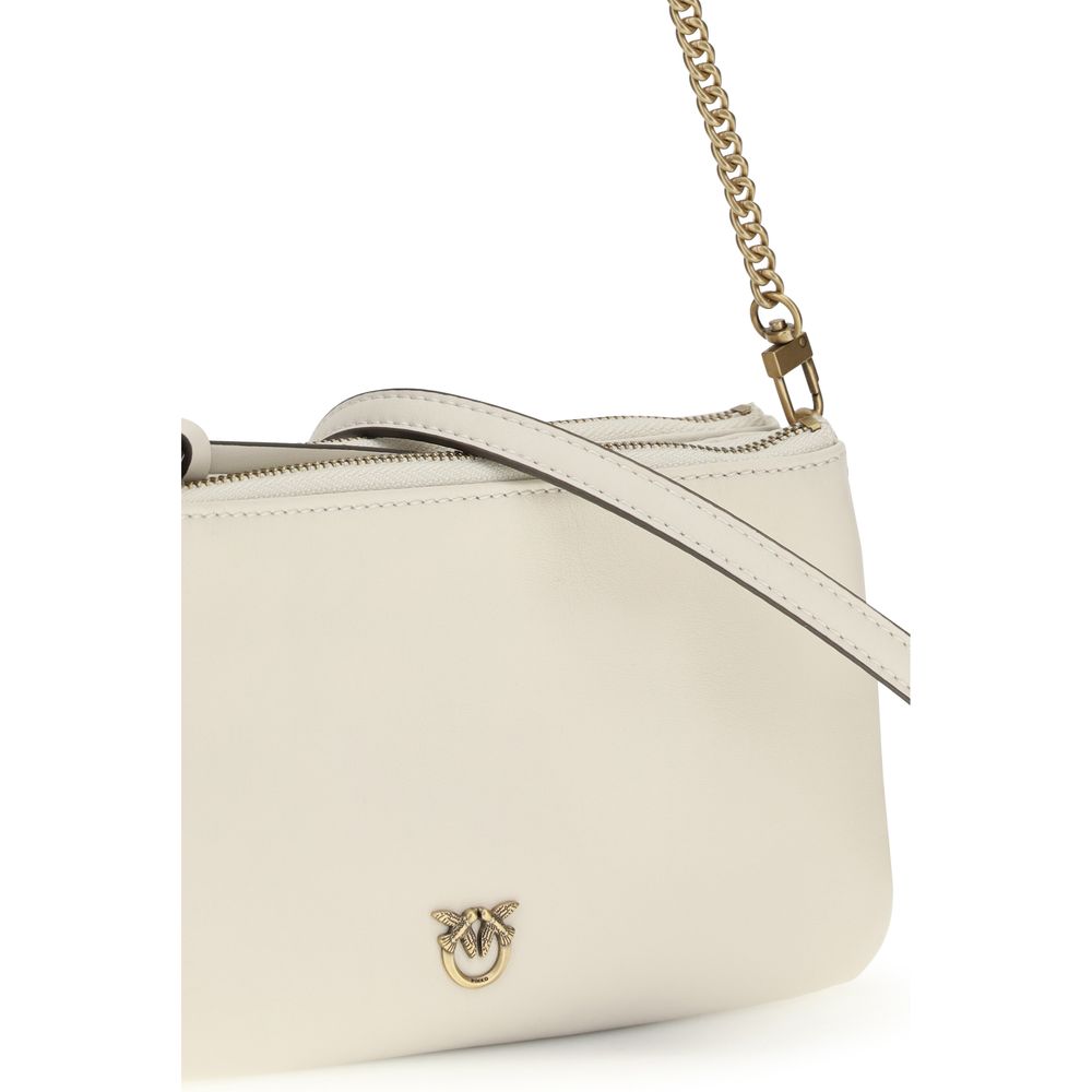 Sac bandoulière Bos Taurus en cuir de veau beige Pinko