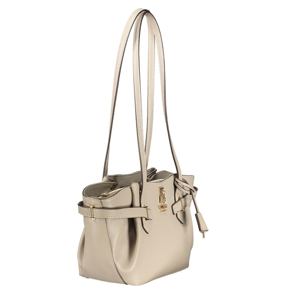 Sac à main en polyuréthane beige Guess