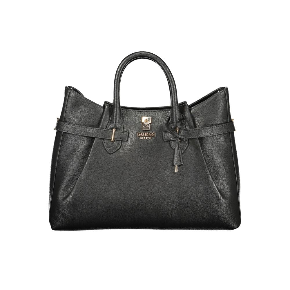 Bolso de mano de poliuretano negro Guess