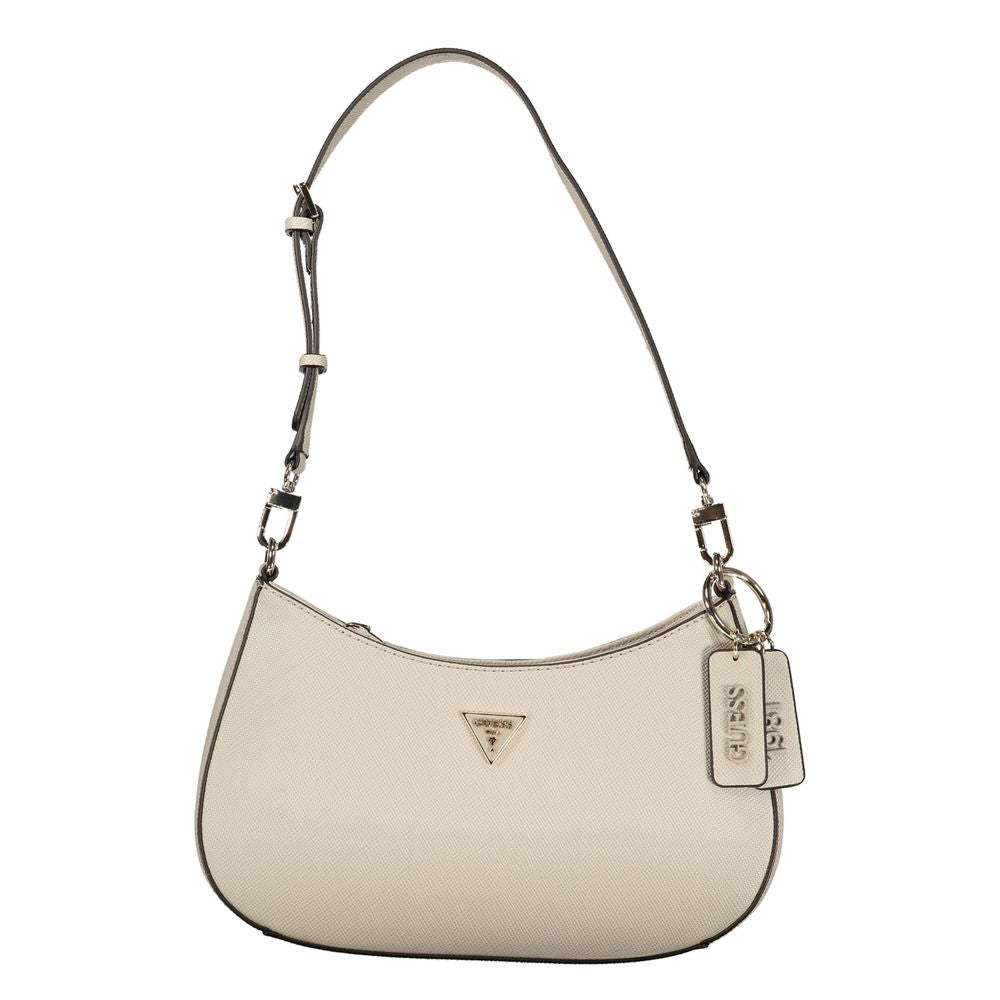 Beige polyurethane shoulder bag