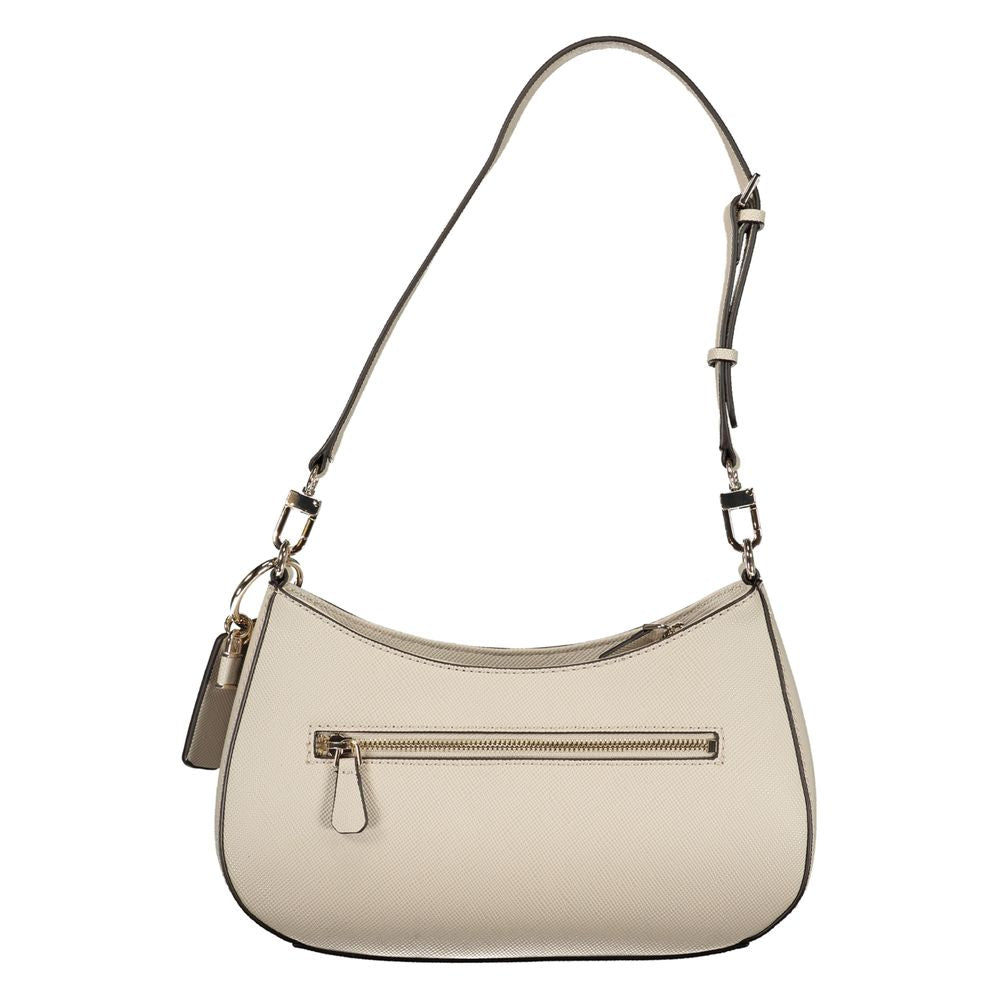 Beige polyurethane shoulder bag