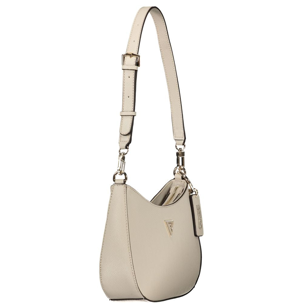 Beige polyurethane shoulder bag