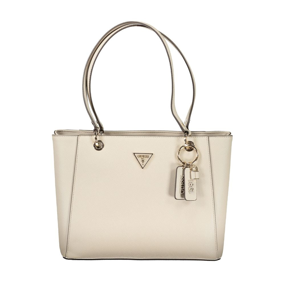 Sac à main en polyuréthane beige Guess