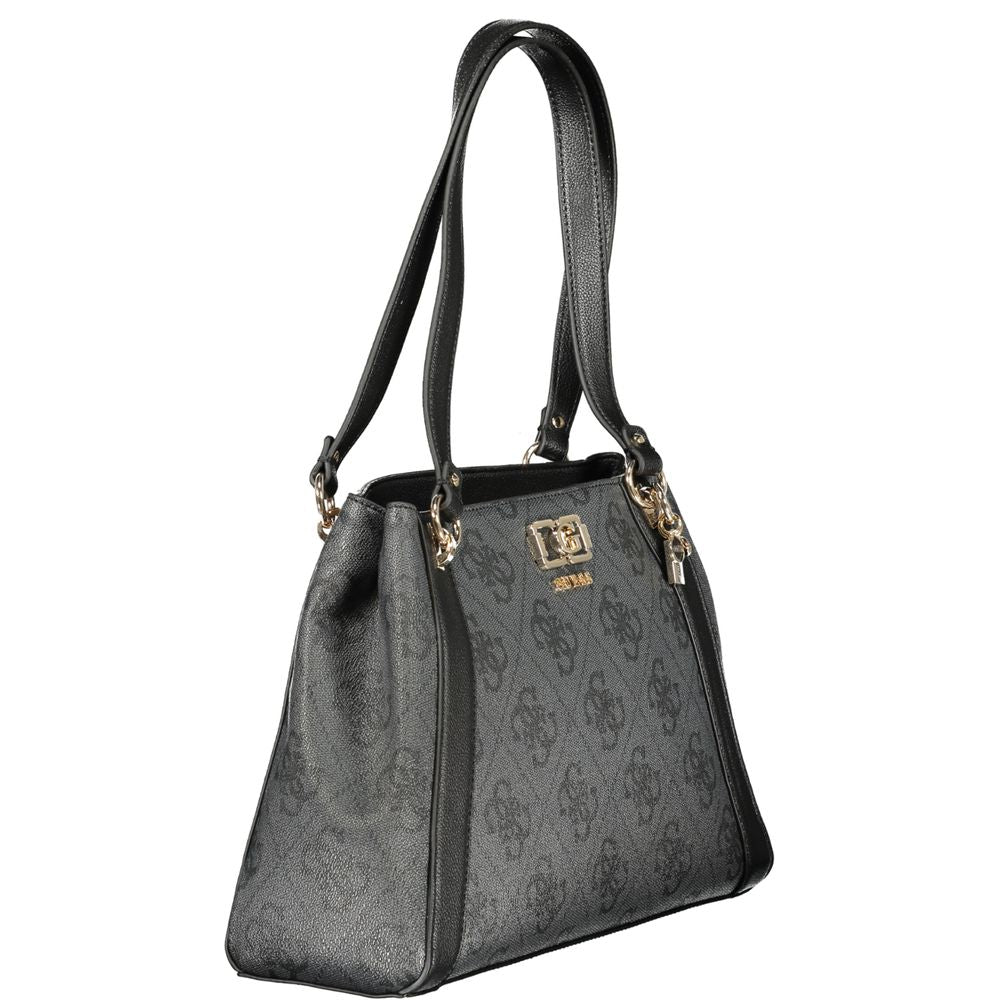 Bolso de mano de poliuretano negro Guess