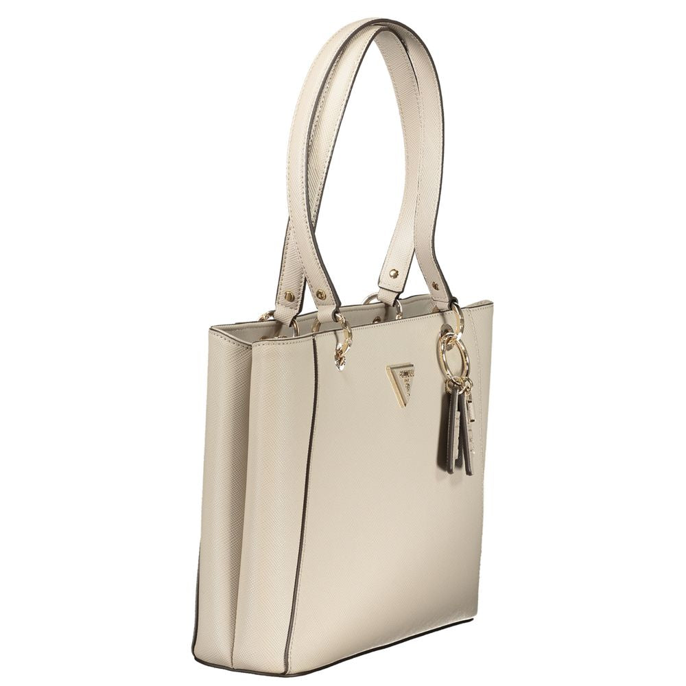 Sac à main en polyuréthane beige Guess