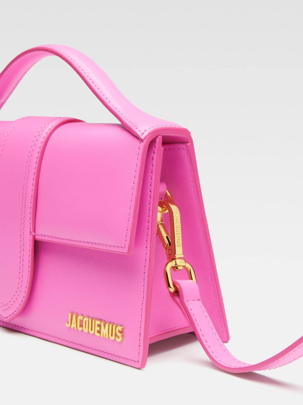 Sac à main Le Grand Bambino en cuir rose fluo Jacquemus