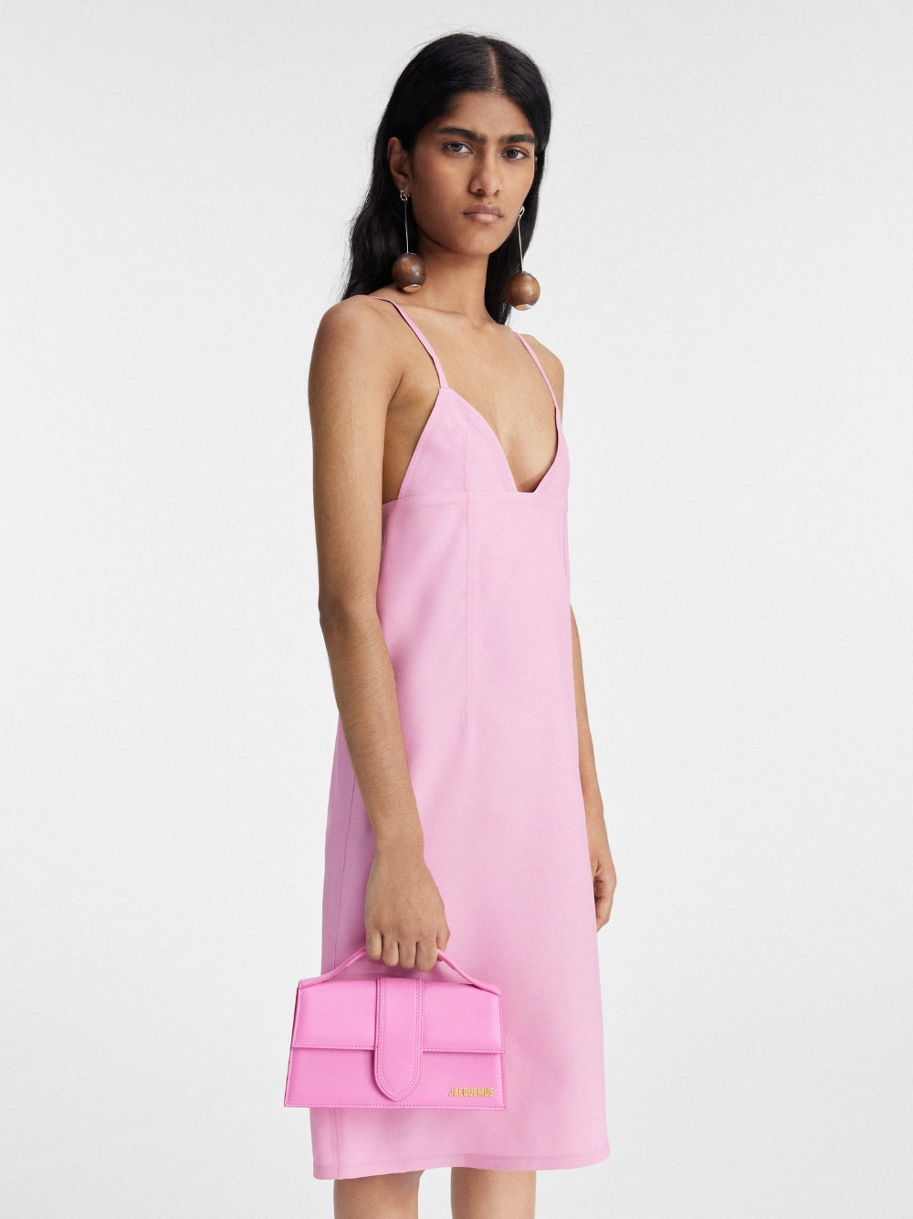 Sac à main Le Grand Bambino en cuir rose fluo Jacquemus