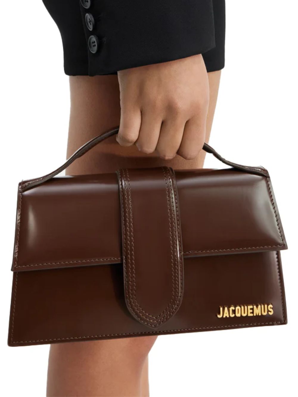 Sac à main Le Grand Bambino en cuir marron nuit Jacquemus