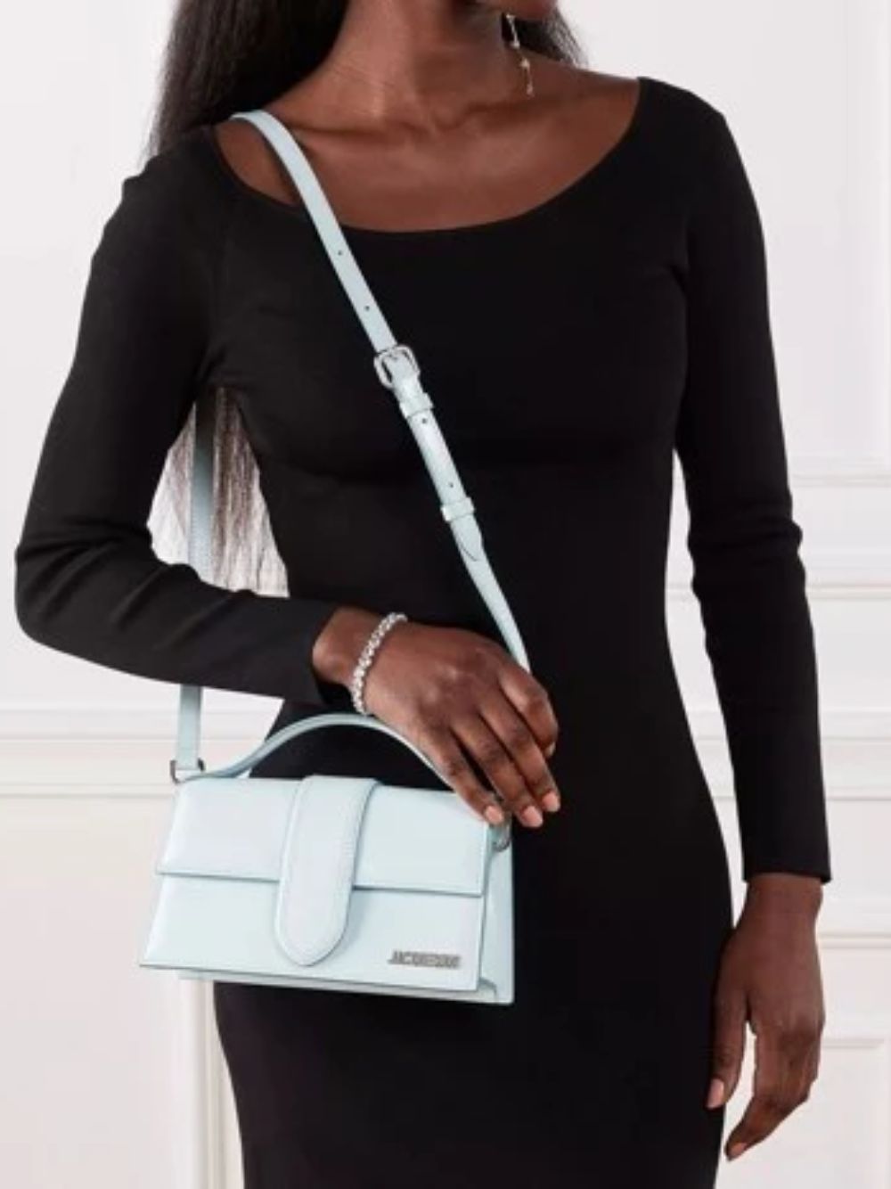 Sac à main Le Grand Bambino en cuir bleu pâle Jacquemus