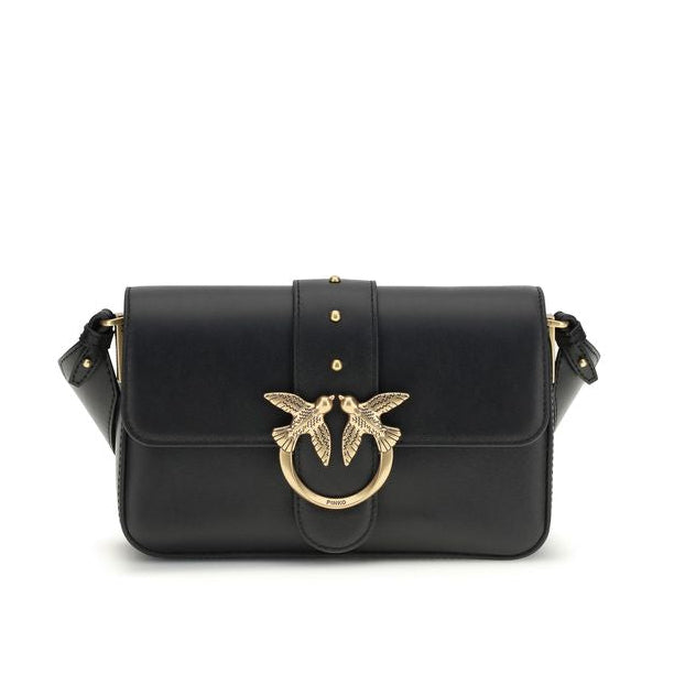 Bolso de hombro Pinko Bos Taurus de piel de ternera negra