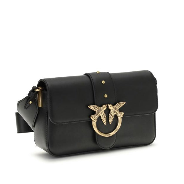 Bolso de hombro Pinko Bos Taurus de piel de ternera negra