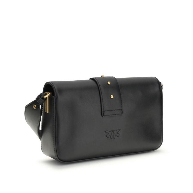 Bolso de hombro Pinko Bos Taurus de piel de ternera negra